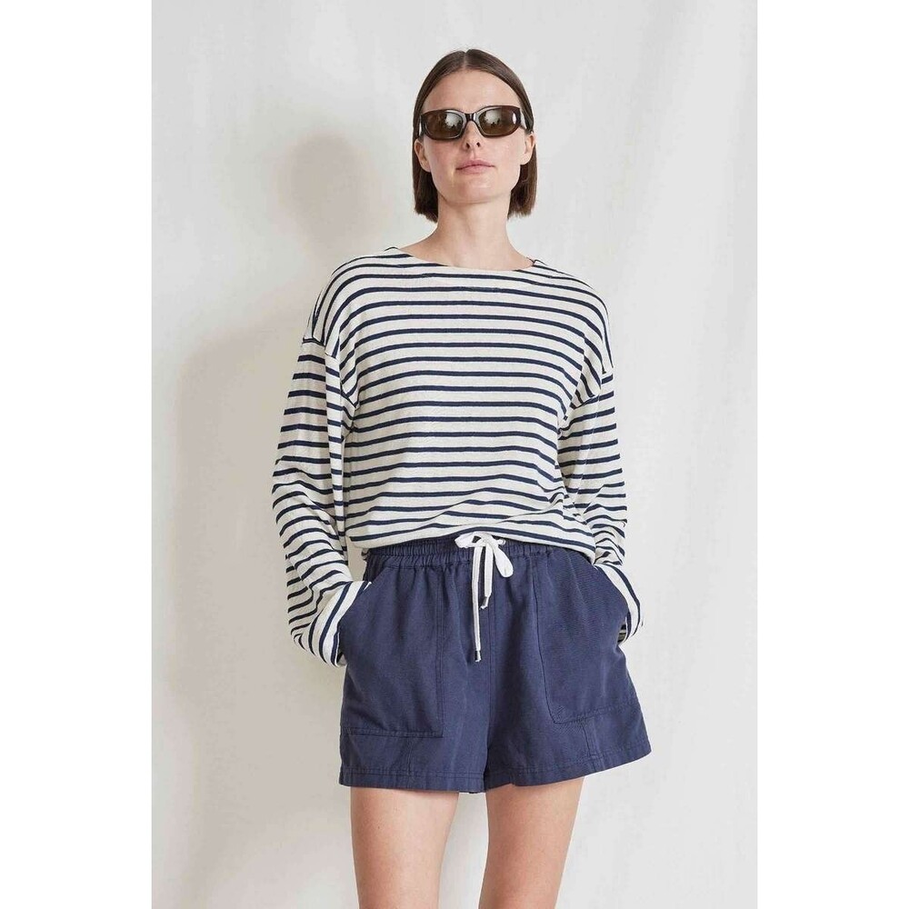 Apiece Apart Barca Long Sleeve Navy Cream Stripe Knit Top XS $195 NWT!